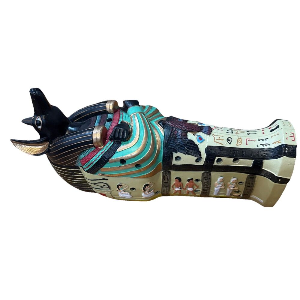 Egyptian God Anubis Jackal Sarcophagusโ 7" Trinket Box Coffin VERONESE 2000